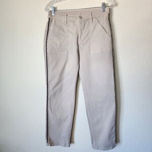 Women's Lucky Brand Tan Straight :eg Pants Grosgrain Ribbon Detailing Size 26